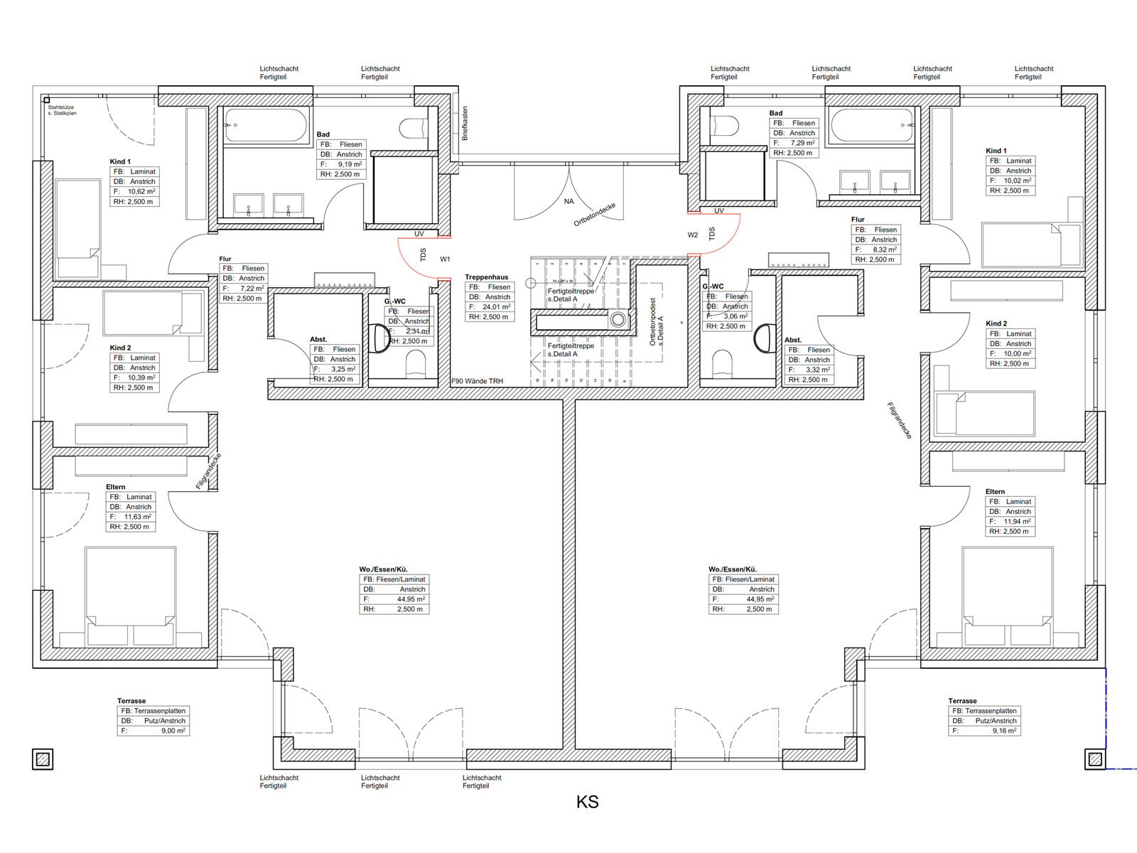 Mehrfamilienhaus Frankenbach - Werkplan 1. Stock